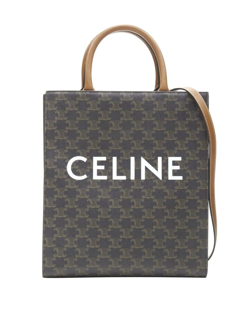 Celine CELINE Hedi Slimane Triomphe Canvas brown monogram Vertical Cabas tote bag 1