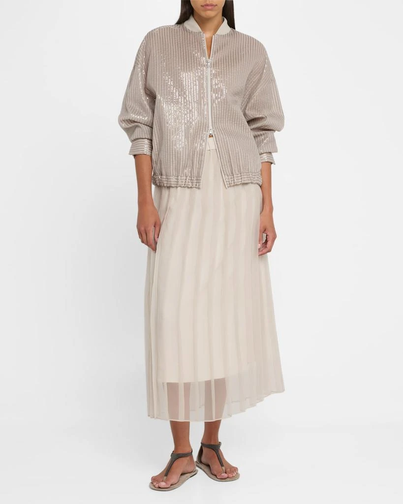 Brunello Cucinelli Stripe Sequined Organza Bomber Jacket 2