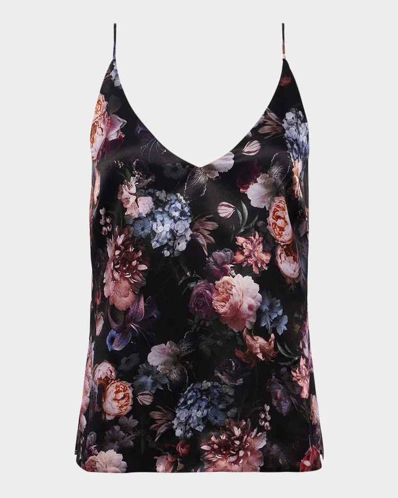 L'Agence Gabriella V-Neck Floral Silk Tank Top 1