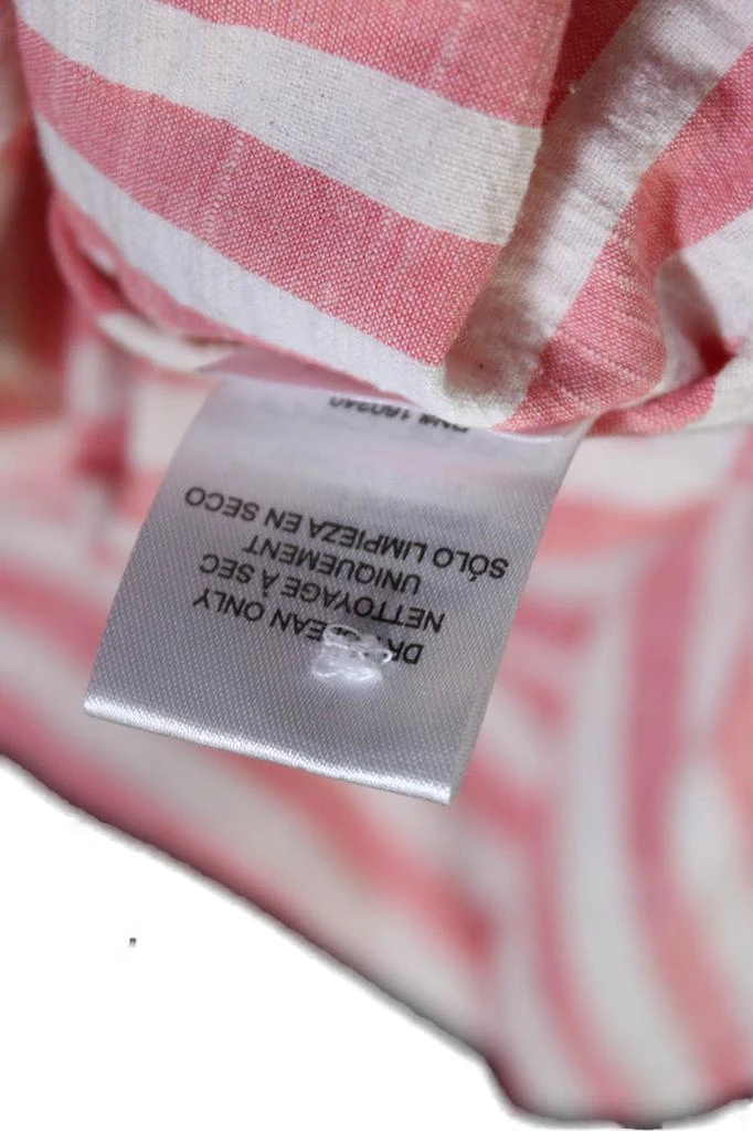Cara Cara Womens Striped Collared Short Sleeve Button Up Blouse Top Pink 6
