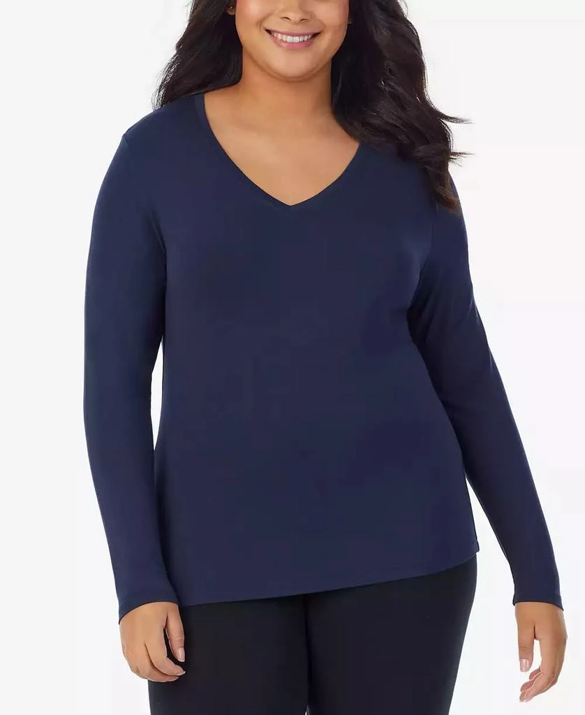 Cuddl Duds Plus Size Softwear Long-Sleeve V-Neck Top 2