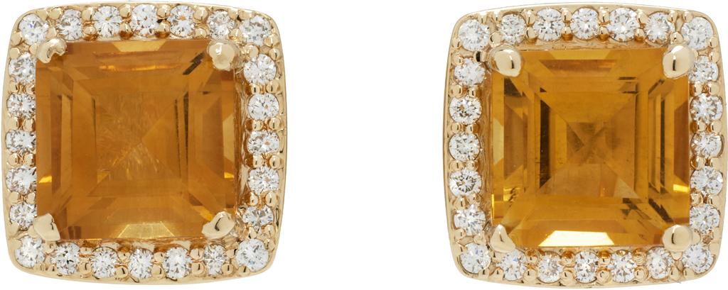 Pearls Before Swine Gold Lok Citrine Stud Earrings