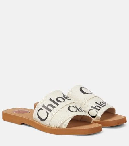 Chloé Woody canvas slides 1