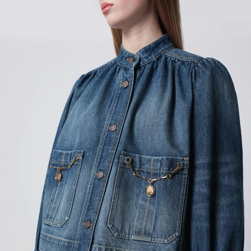 Chloé Indigo blue gathered denim jacket 4