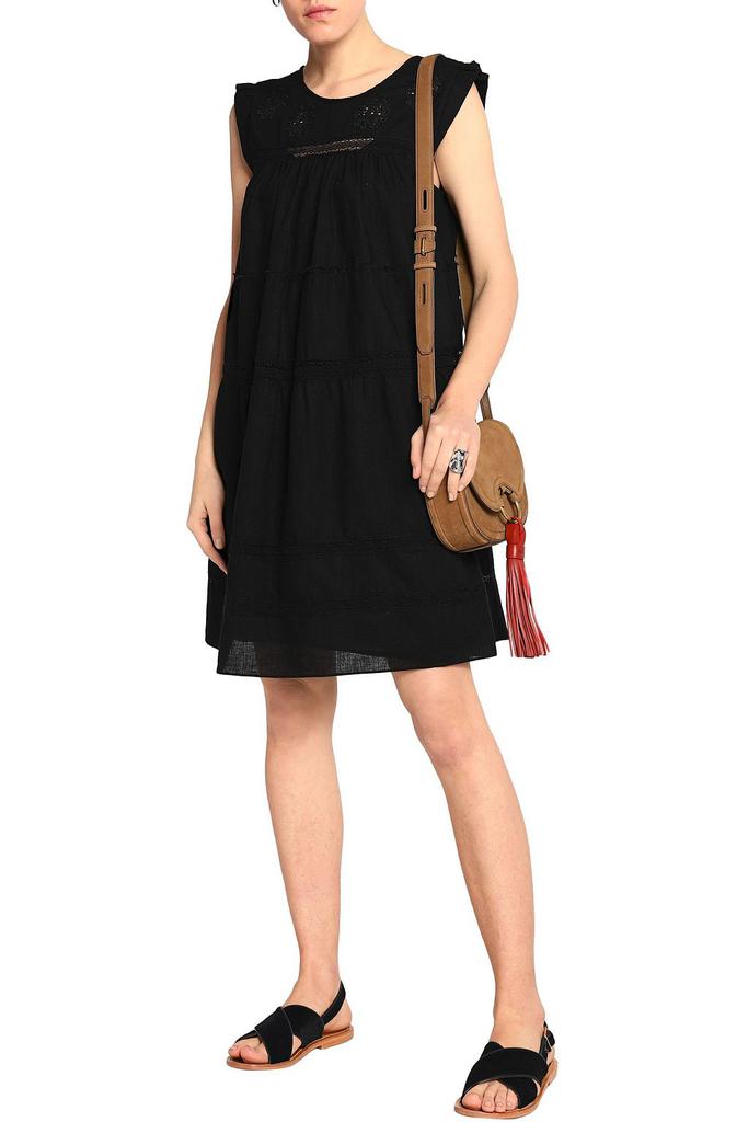 Current Elliott Crochet-trimmed linen and cotton-blend mini dress