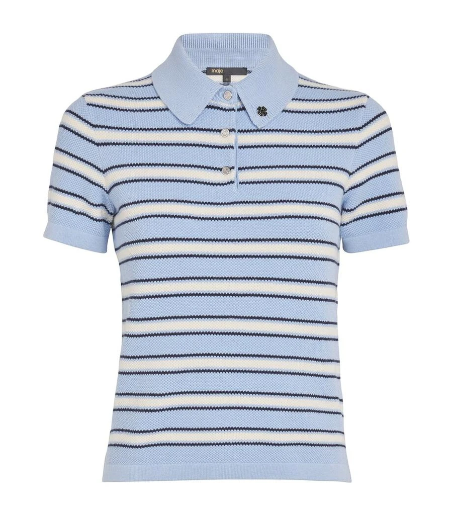 Maje Stripe Cropped Polo Shirt 1