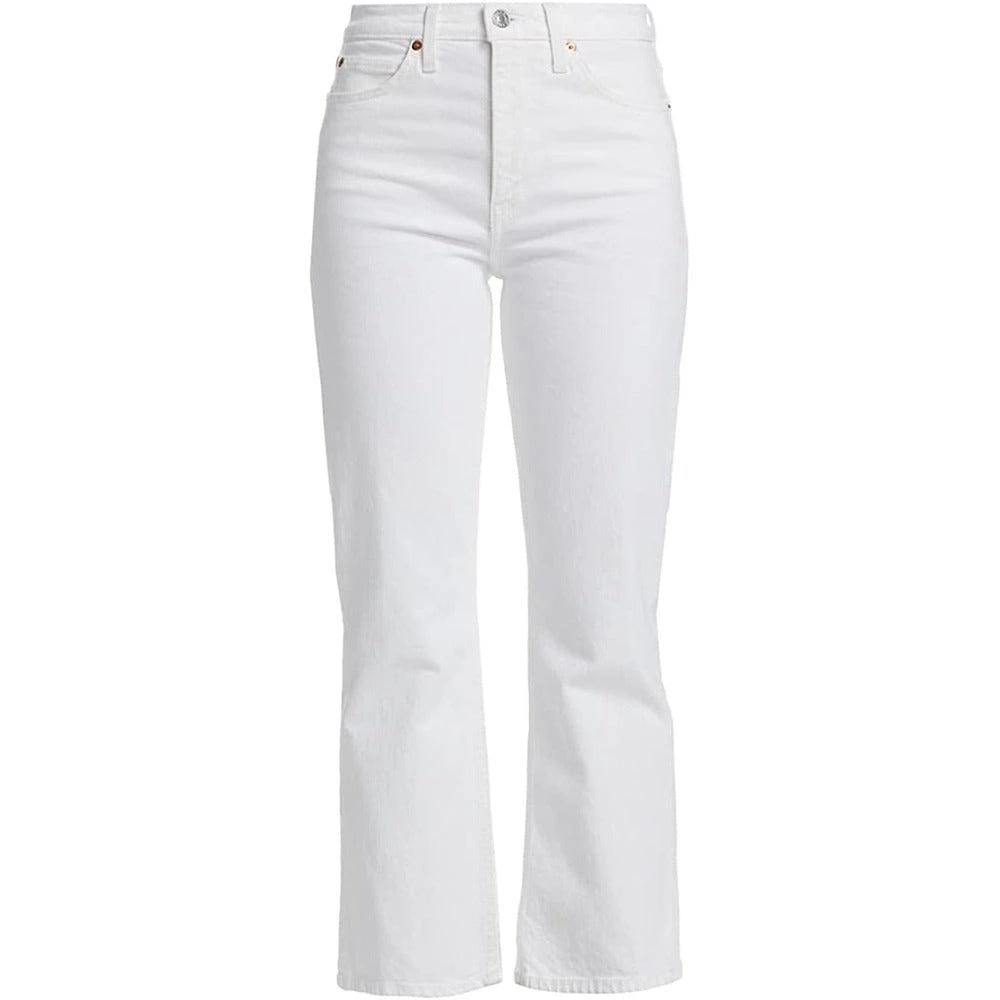 REDONE RE/DONE Women's White Crop Boot Cut 70's Denim High Rise Jeans 1