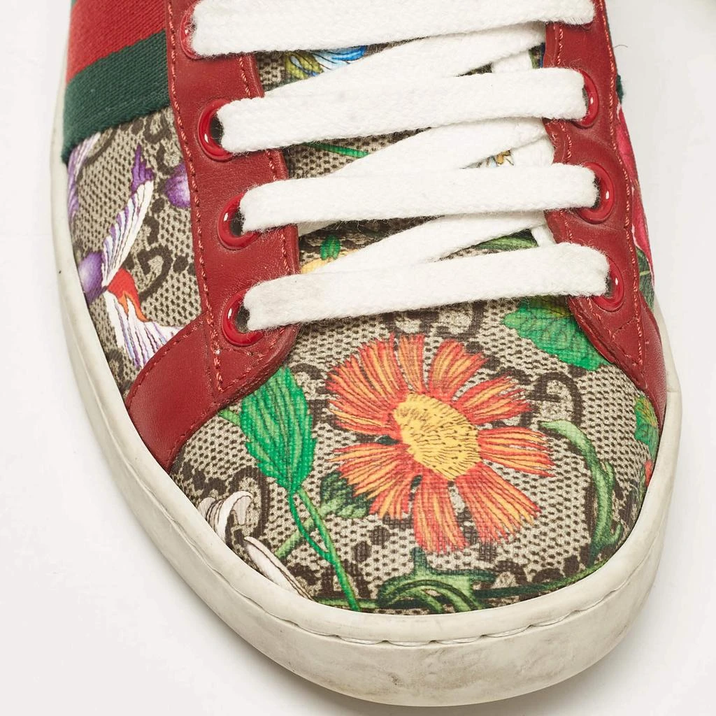 Gucci Gucci Beige/Brown GG Supreme Canvas Floral Print Ace Sneakers Size 35.5 7