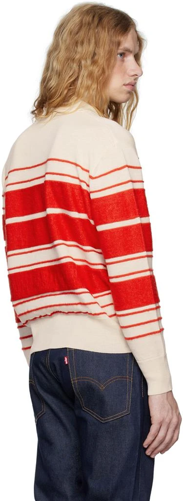 SUNNEI Off-White & Red Striped Knit Long Sleeve Polo 3