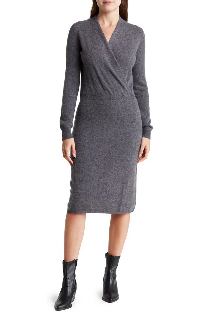 Sofia Cashmere Long Sleeve Cashmere Sweater Dress 1