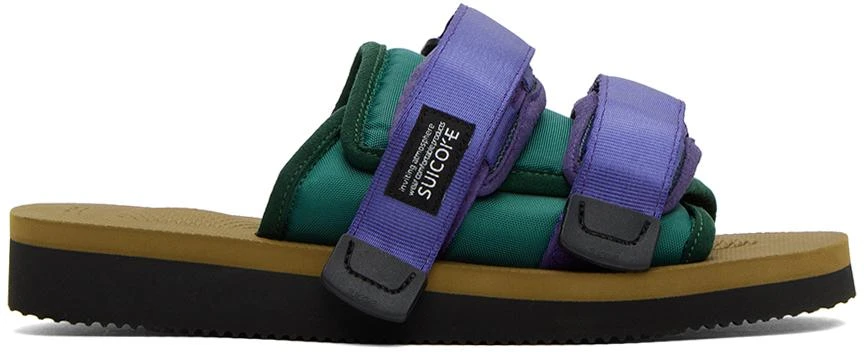 Shop Purple & Green MOTO-Cab Sandals on Sale at BeyondStyle  display picture 1