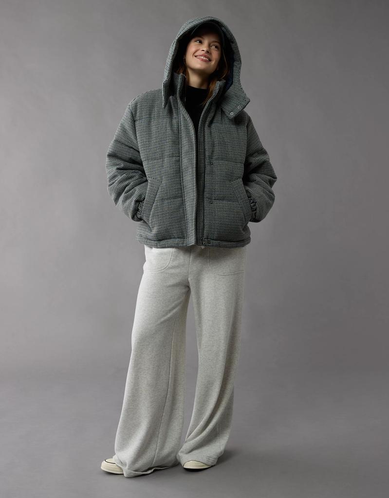 AE AE Plaid Hooded Puffer Jacket