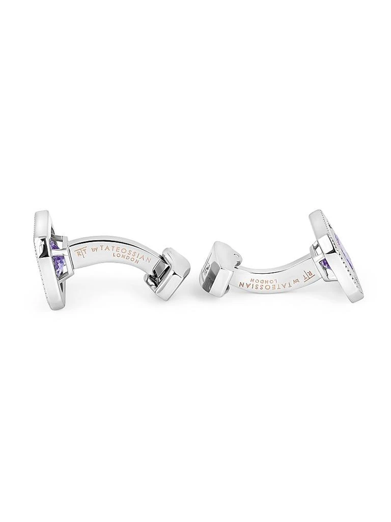 Tateossian Silvertone 
Cubic Zirconia Octagon Cufflinks 2