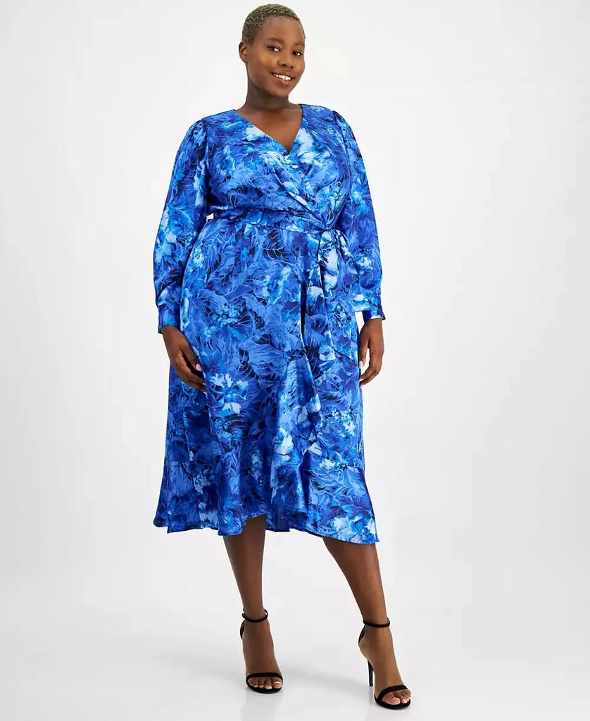 Tahari Plus Size Belted Surplice Midi Dress 1