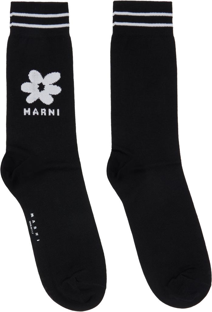 Marni Black Jacquard Flower Socks