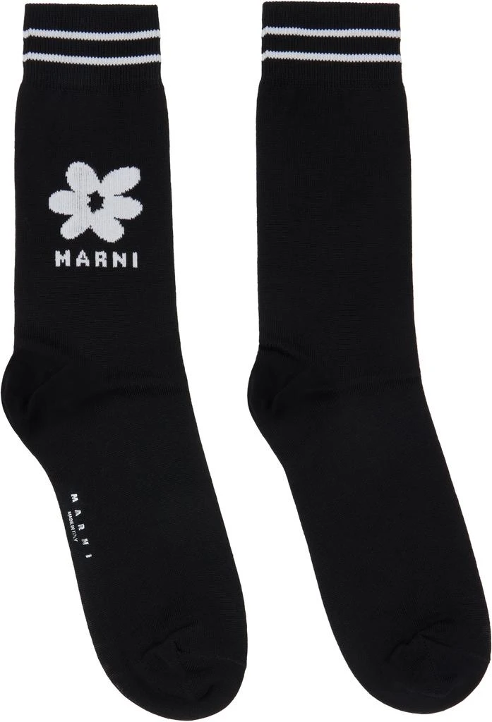 Marni Black Jacquard Flower Socks 1