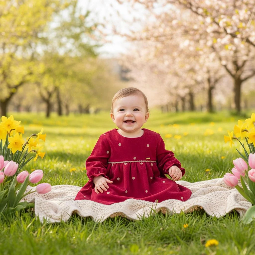 Mayoral Mayoral - Baby Girls Polka Dot Corduroy Fantasy Dress