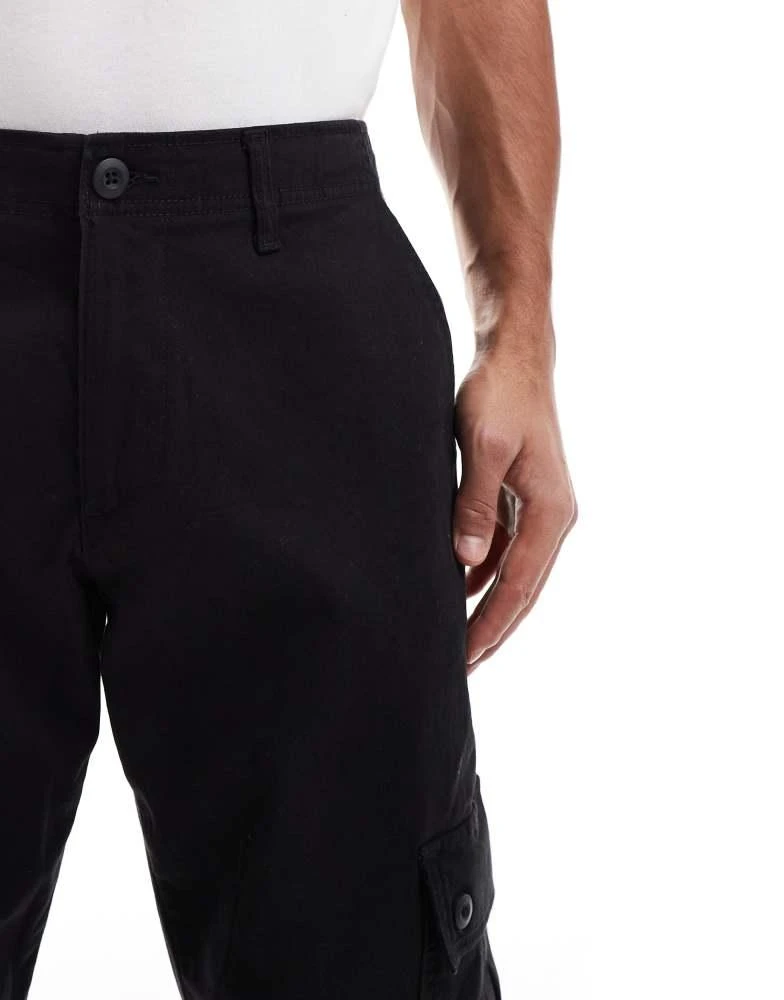 ASOS ASOS DESIGN tapered cargo trouser in black 5