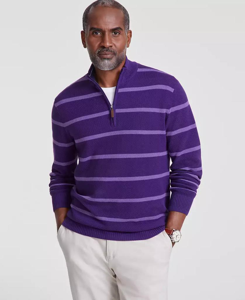 Club Room Men's Stripe Quarter-Zip Sweater, Created for Macy's