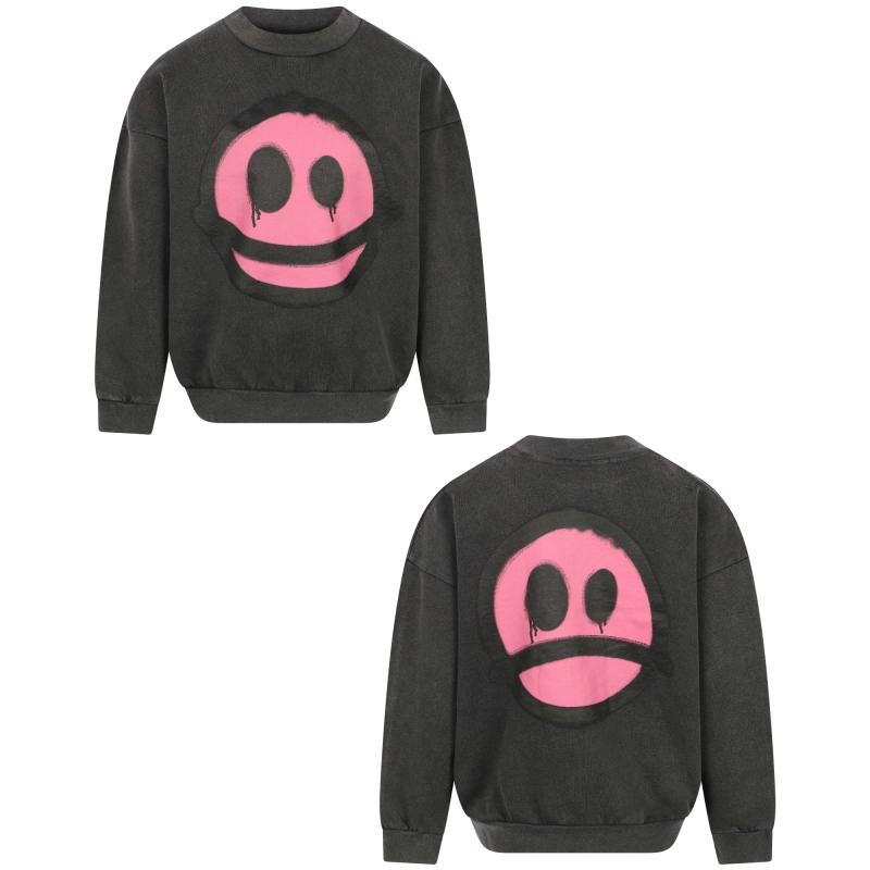 Little Man Happy Happy sad organic sweatshirt in vintage grey and pink