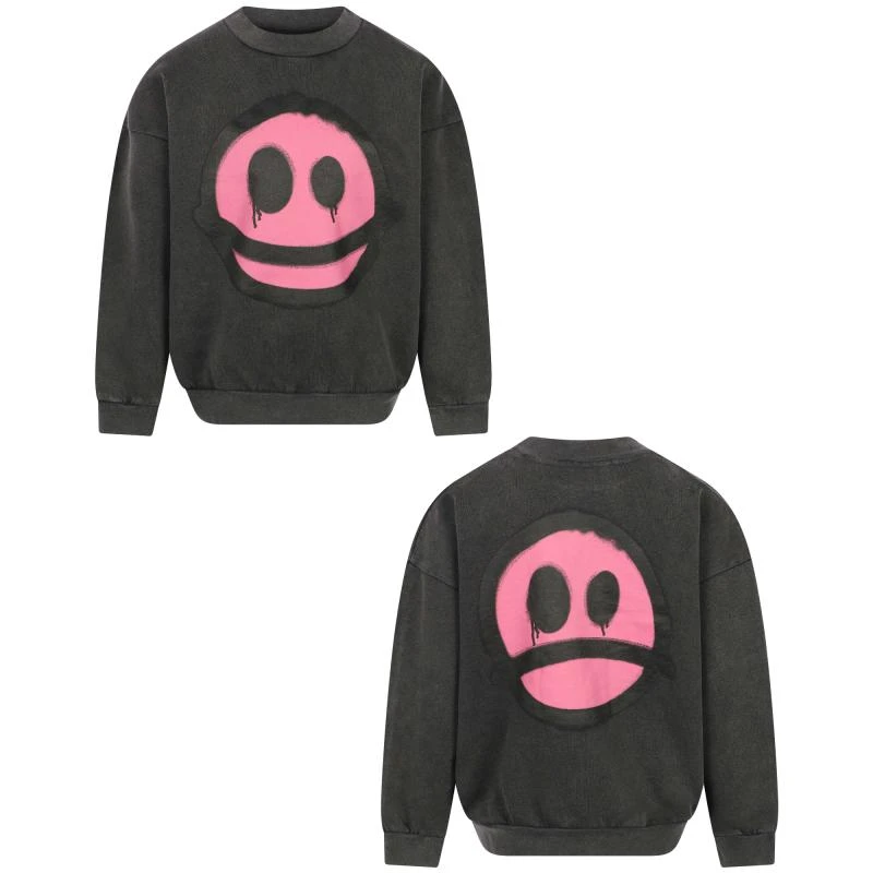 Little Man Happy Happy sad organic sweatshirt in vintage grey and pink 1