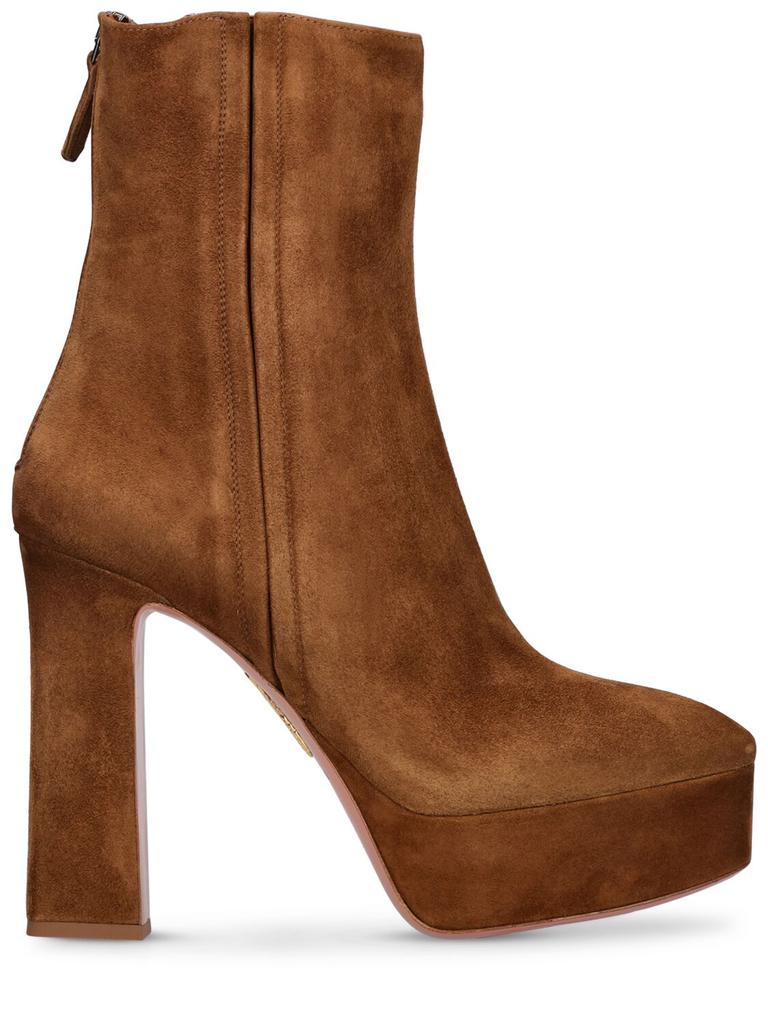 AQUAZZURA 120mm Groove Suede Ankle Boots