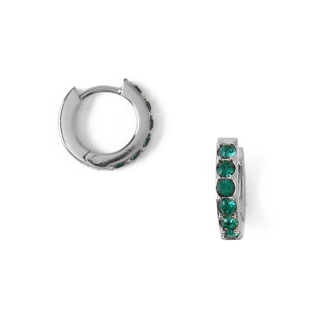 Orelia London Emerald Huggie Hoop Earrings Made With Swarovski Crystals