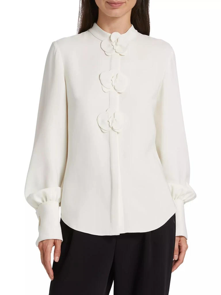 Oscar de la Renta Orchid Button Georgette Blouse 3