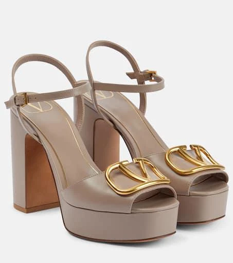Valentino VLogo leather platform sandals 1