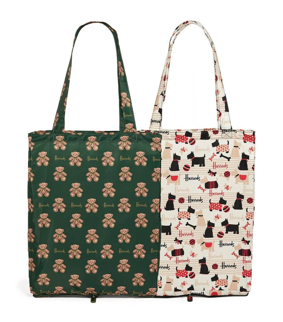 Harrods Scottie Dog and Jacob Bear Recycled Pocket Shopper Bag (Set of 2) 1