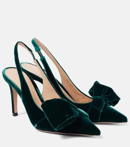 Gianvito Rossi 85 bow-detail velvet slingback pumps 1