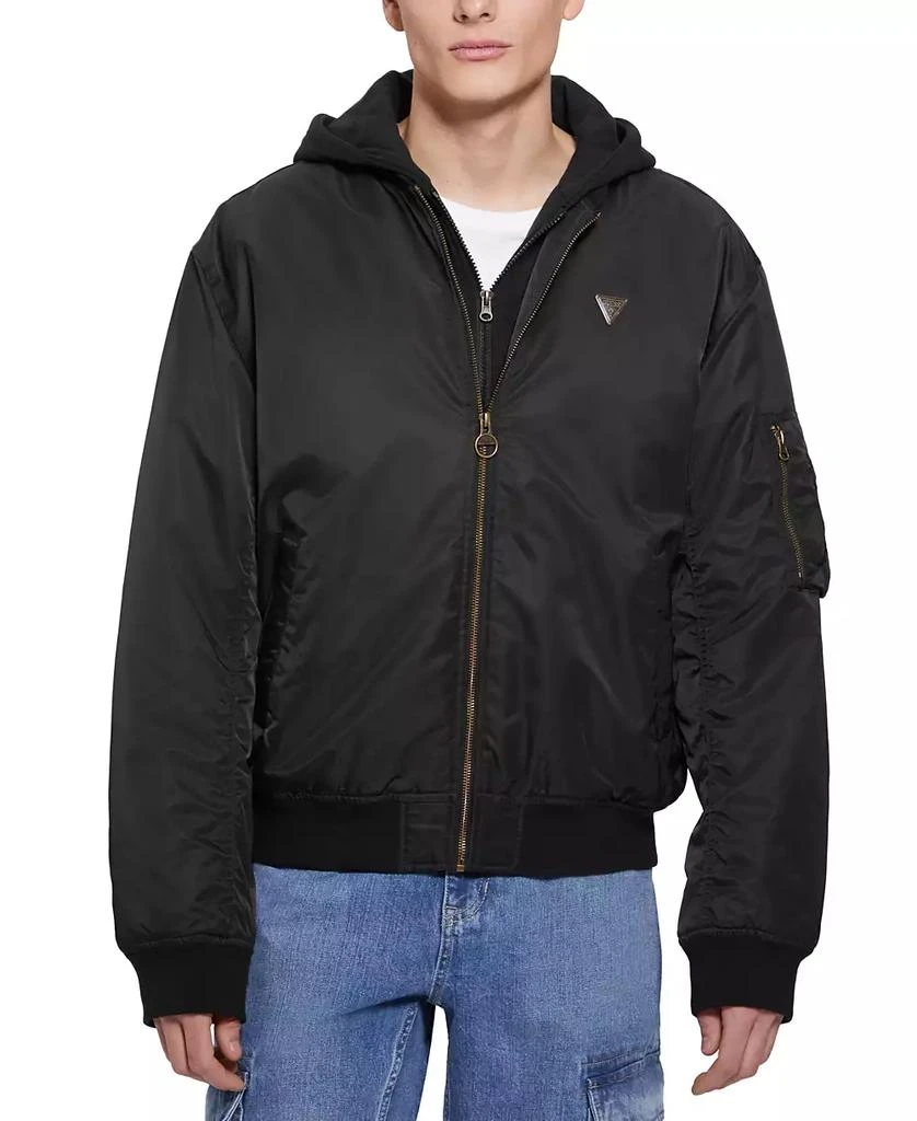 GUESS Men's John Bomber Jacket with Removable Hooded Inset 1