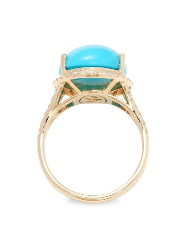 Effy 14K Yellow Gold, Turquoise Cabochon & 0.68 TCW Diamond Ring 3