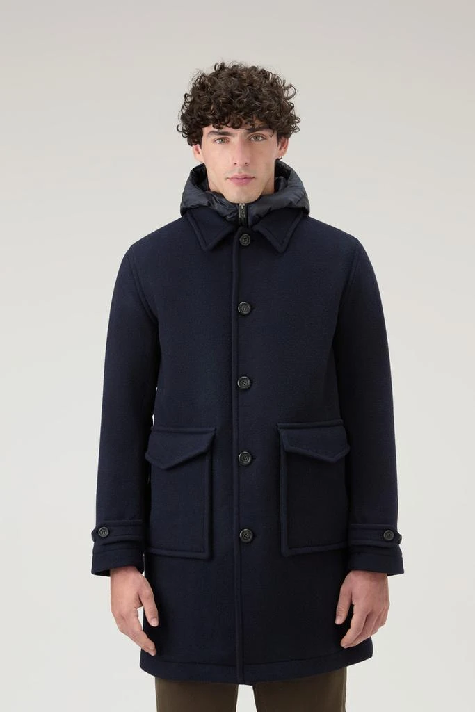Woolrich Coat in Recycled Italian Wool Blend - Men - Blue 1