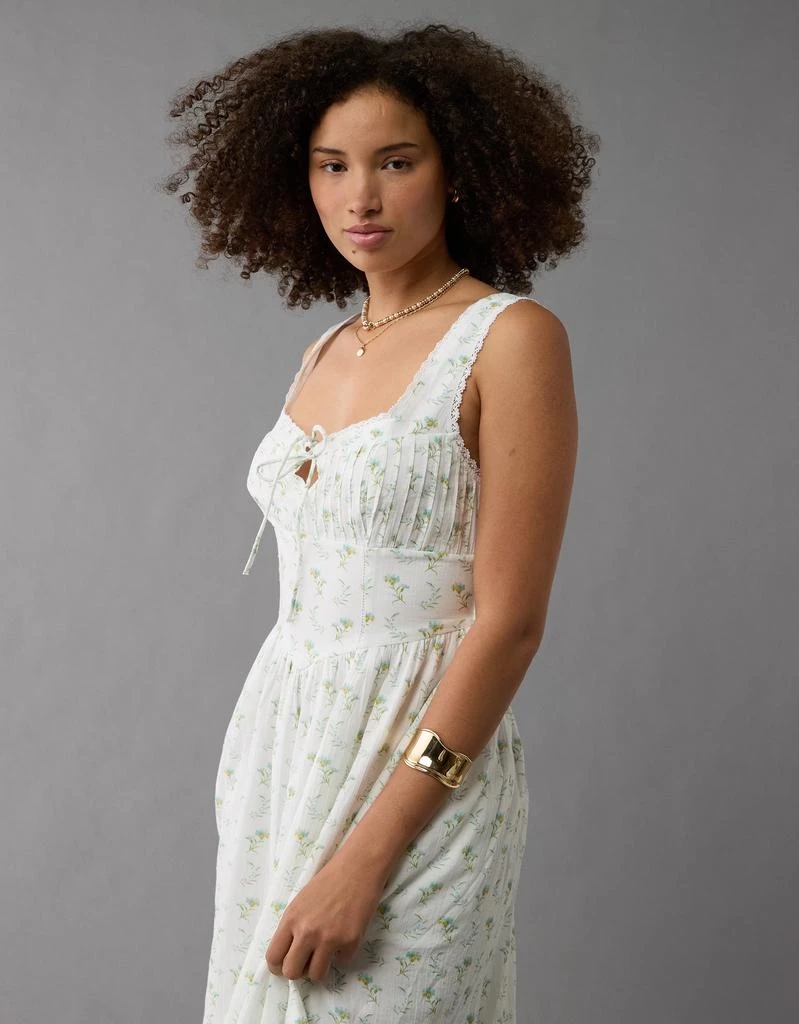 knee length dresses for ladies Cream White Casual Midi Dress with Floral Print Cream White Floral / XSmall