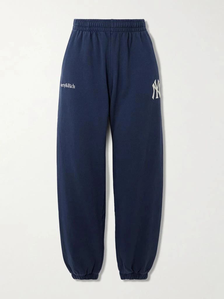 Sporty 
Rich + 
47 And New York Yankees Appliquéd Embroidered Cotton-jersey Track Pants - Navy