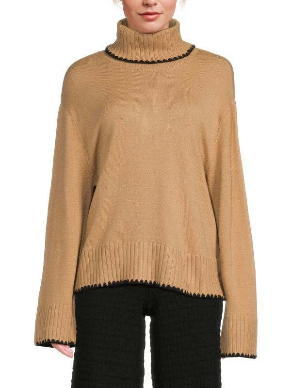 Ellen Tracy Scalloped Turtleneck Sweater 1