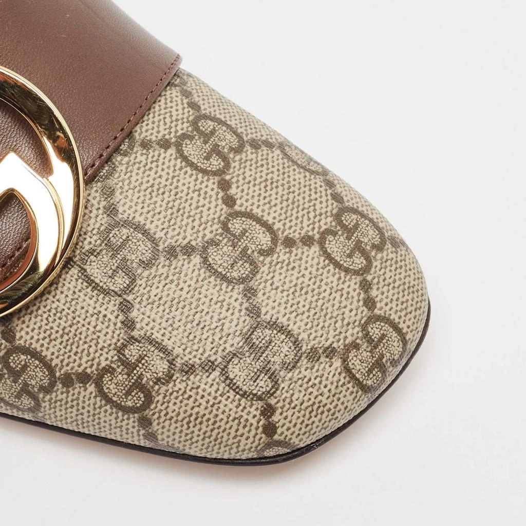 Gucci Gucci Grey/Brown Canvas and Leather Blondie Block Heel Pumps Size 37.5 7