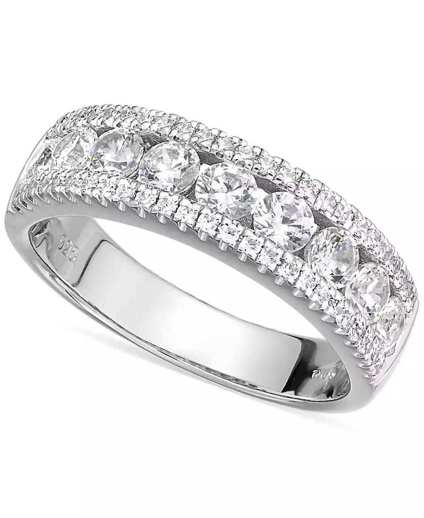 Arabella Sterling Silver Cubic Zirconia Three-Row Ring (2-1/10 ct. t.w.)