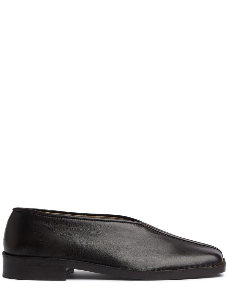 LEMAIRE piped crepe slippers blackルメール 0400021453811_DARKBROWN?wid=