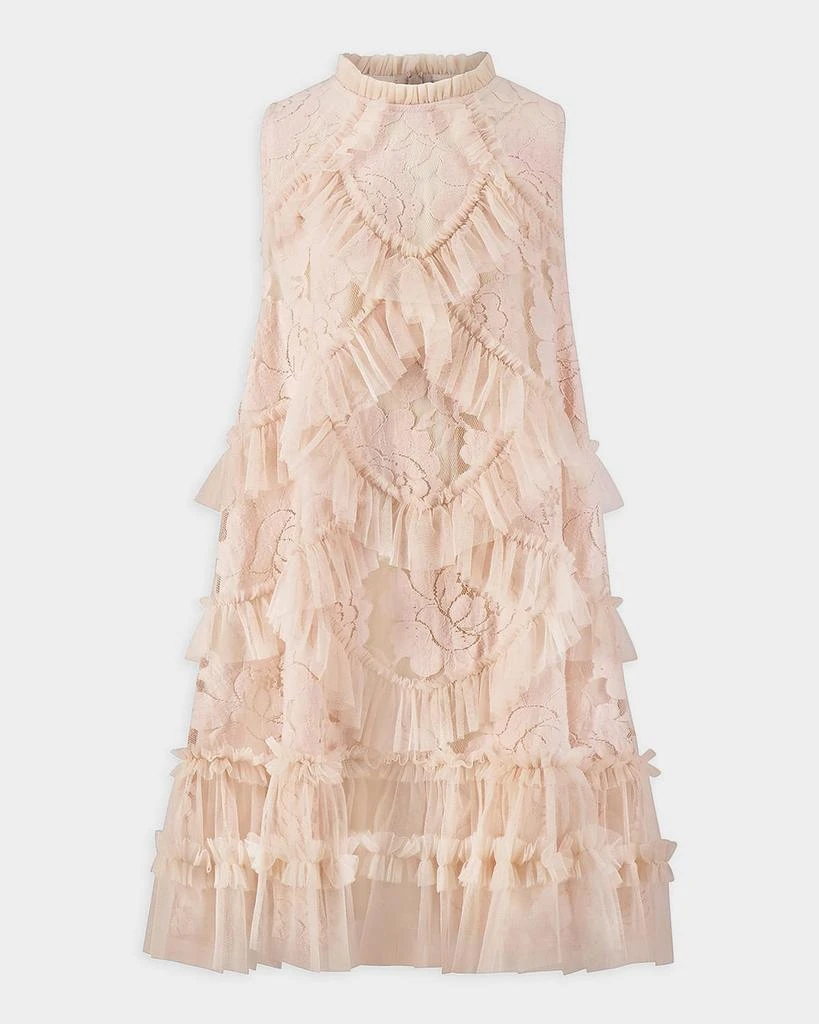 Mac Duggal Girl
s Sleeveless Ruffle Lace Dress, Size 4-12