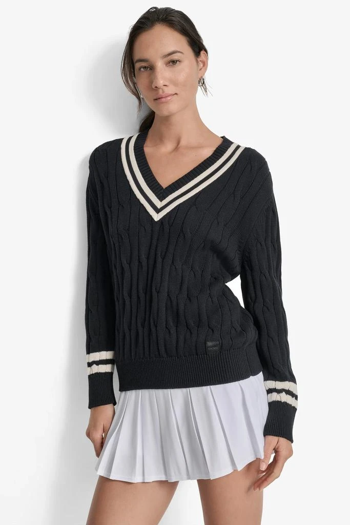 DKNY CABLE-KNIT TIPPED SWEATER 1