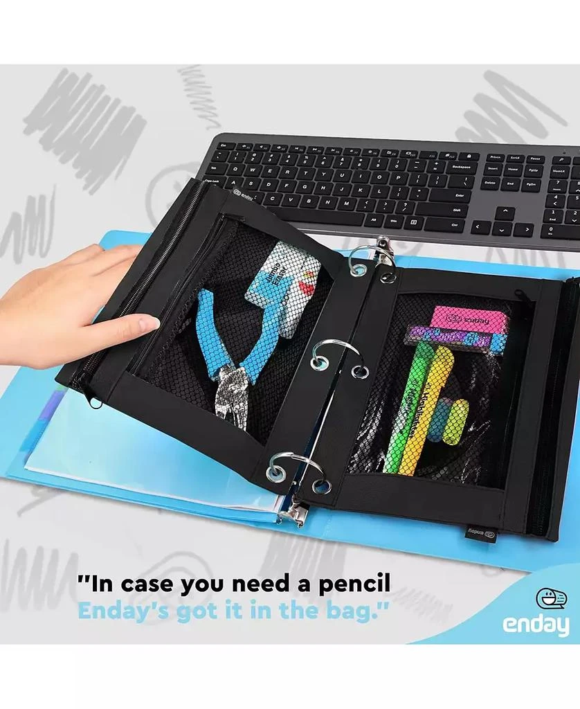 Enday Pink Pencil Pouch For 3 Ring Binder, Zippered Binder Pencil Pouches, 3 Ring Pencil Pouch for Binder, Pencil Case for Binder, Large Pencil Bags for School, Home, and Office. 6