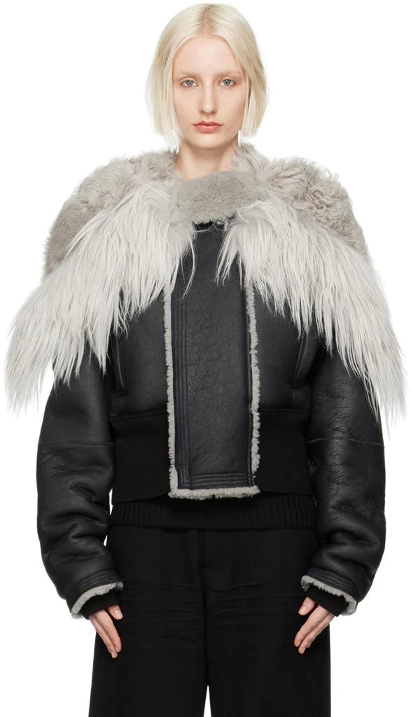 Rick Owens Black Porterville Cropped Alice Leather Jacket 1