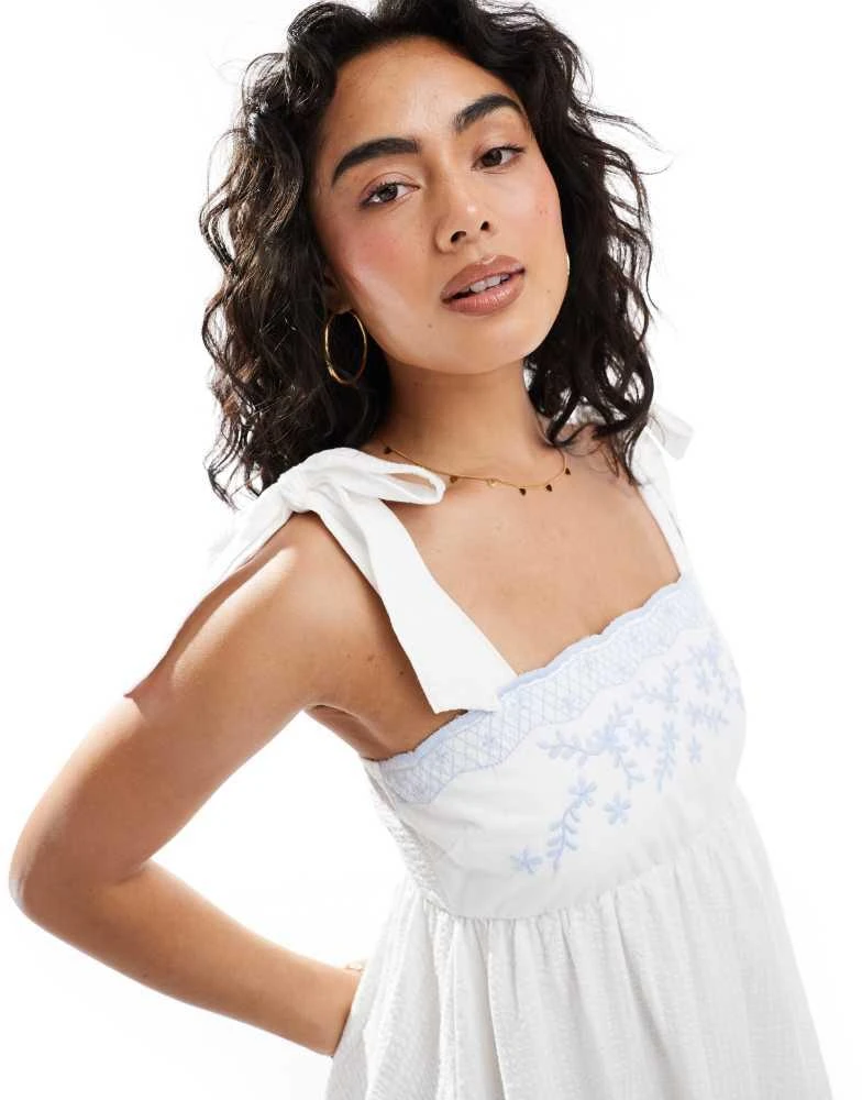 miss selfridge embroidered dress Miss Selfridge - Baby Doll Mini Dress - Women - Polyester/Cotton/Spandex - 12 US