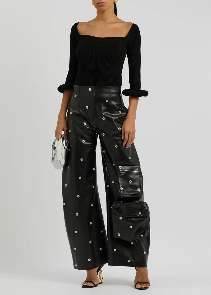 A.W.A.K.E MODE Stud-embellished faux leather trousers 4