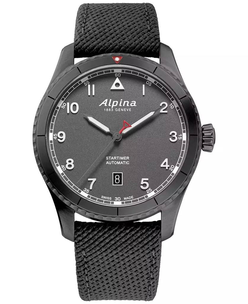 Alpina Men's Swiss Automatic Startimer Pilot Gray Rubber Strap Watch 41mm 1