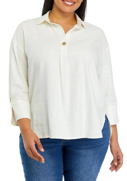 Cupio Plus Size Linen Shirt 1