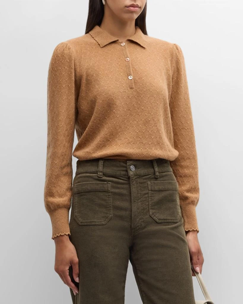 FRAME Scalloped Cashmere Polo Sweater 4