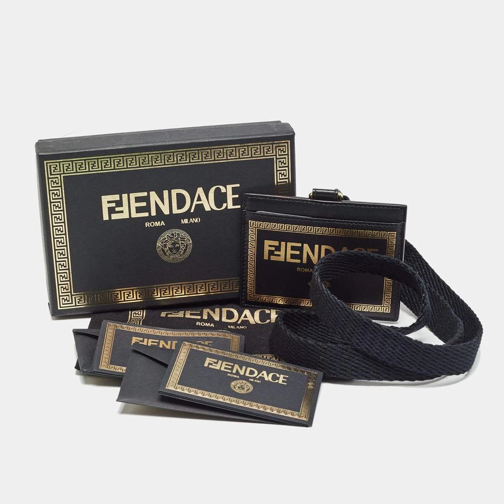 Fendi Fendi x Versace Black/Gold Leather Fendace Lanyard Card Holder 4